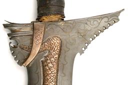Rare 19th C. Philippine Naga Sulu Moro KRIS Sword ~ Unique Copper Inlaid Blade