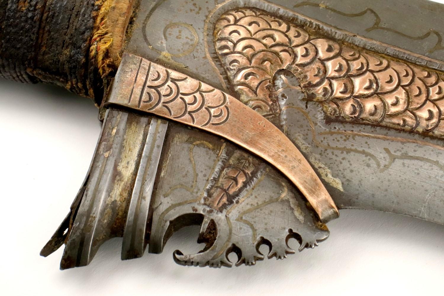 Rare 19th C. Philippine Naga Sulu Moro KRIS Sword ~ Unique Copper Inlaid Blade