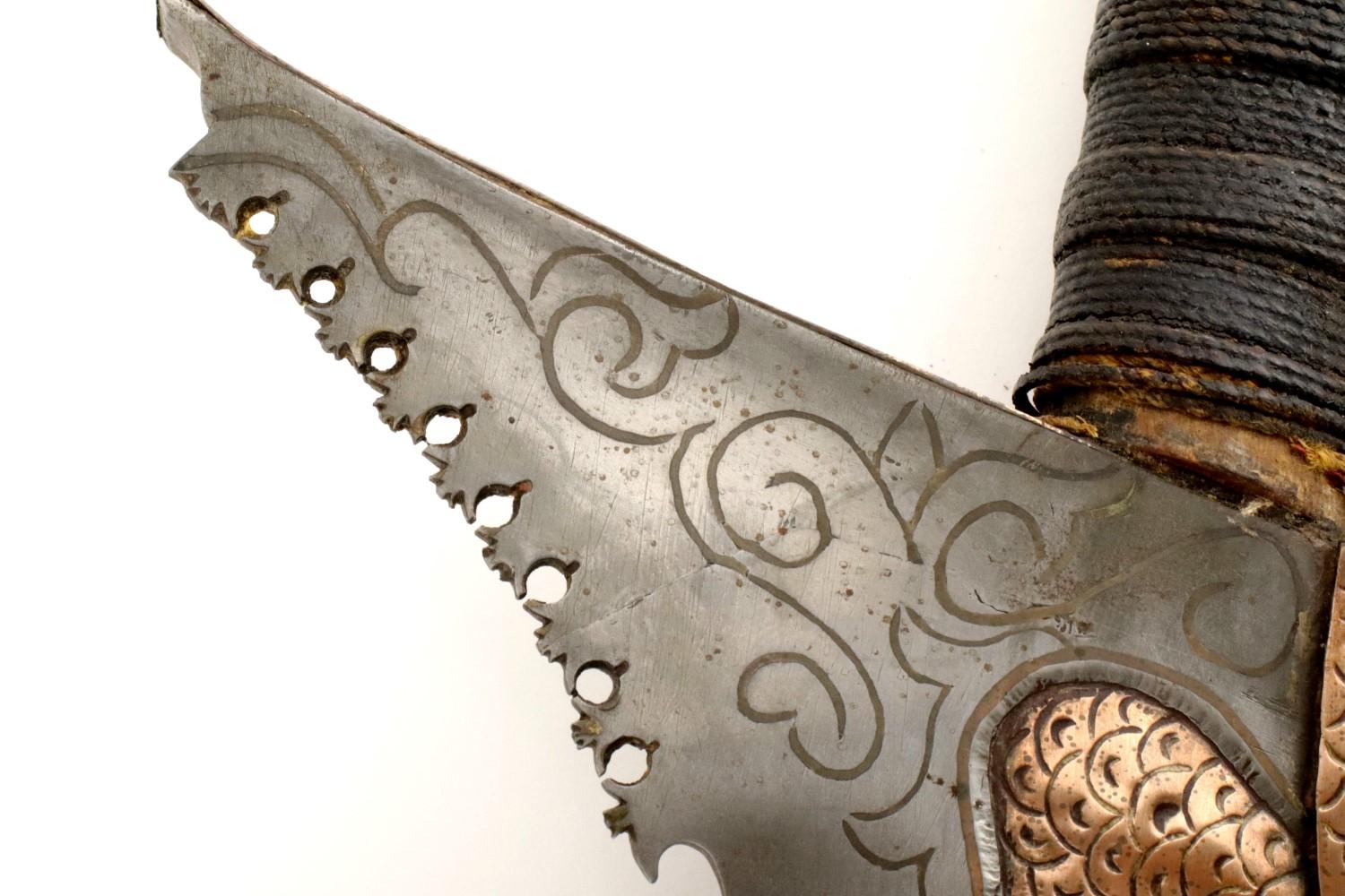 Rare 19th C. Philippine Naga Sulu Moro KRIS Sword ~ Unique Copper Inlaid Blade
