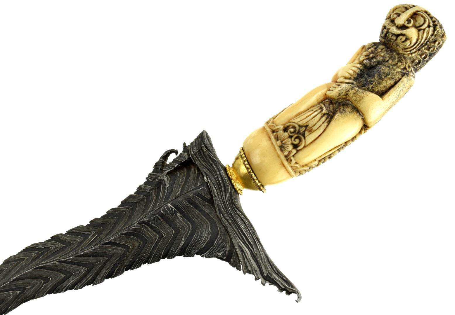 Rare 19th C. Indonesian Cirebon, Java KERIS Dagger ~ Superb Damascus Blade of Very Rare Pattern ~ Ca