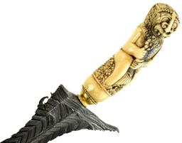 Rare 19th C. Indonesian Cirebon, Java KERIS Dagger ~ Superb Damascus Blade of Very Rare Pattern ~ Ca