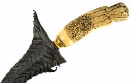 Rare 19th C. Indonesian Cirebon, Java KERIS Dagger ~ Superb Damascus Blade of Very Rare Pattern ~ Ca