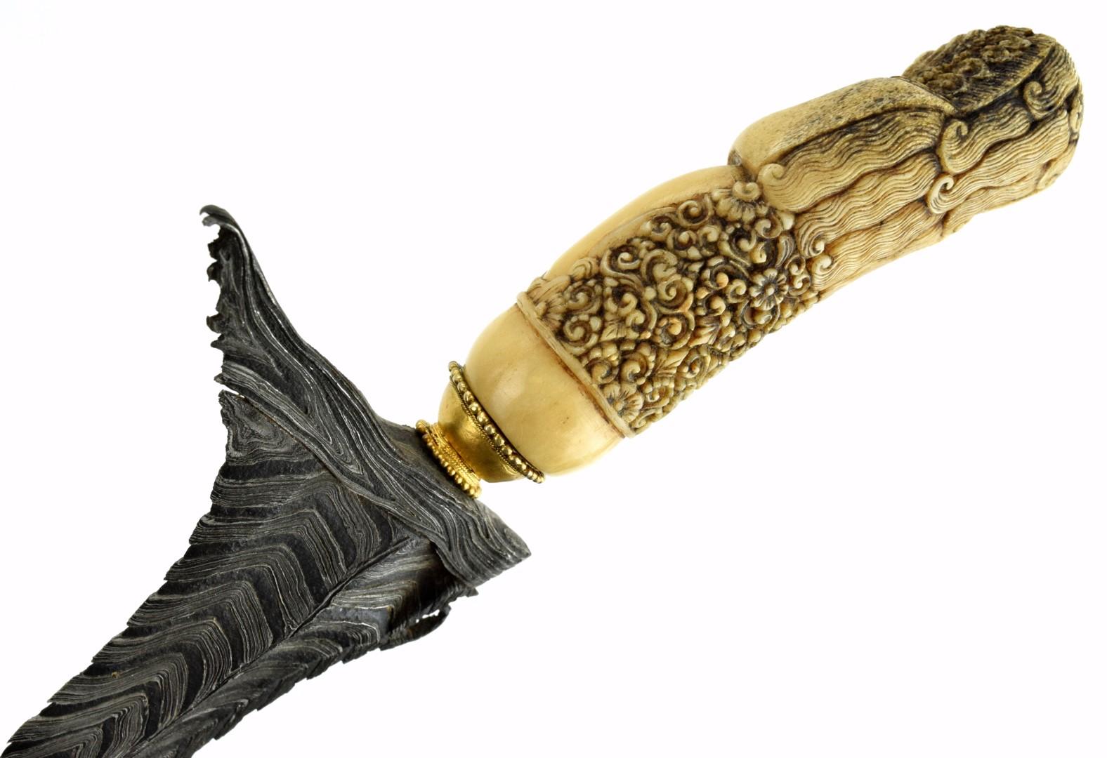 Rare 19th C. Indonesian Cirebon, Java KERIS Dagger ~ Superb Damascus Blade of Very Rare Pattern ~ Ca