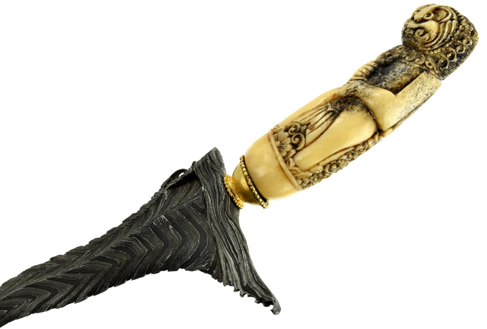 Rare 19th C. Indonesian Cirebon, Java KERIS Dagger ~ Superb Damascus Blade of Very Rare Pattern ~ Ca