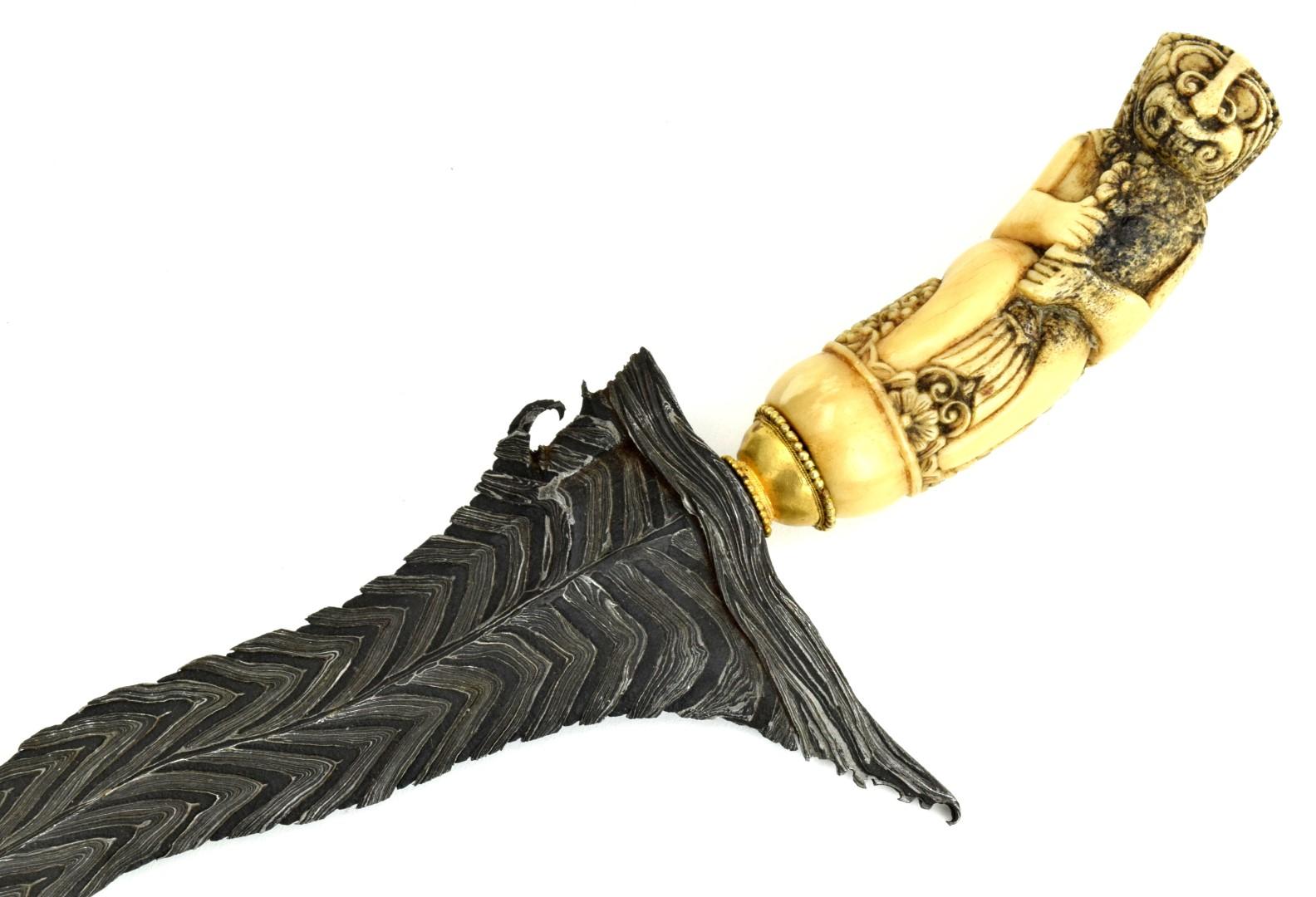Rare 19th C. Indonesian Cirebon, Java KERIS Dagger ~ Superb Damascus Blade of Very Rare Pattern ~ Ca