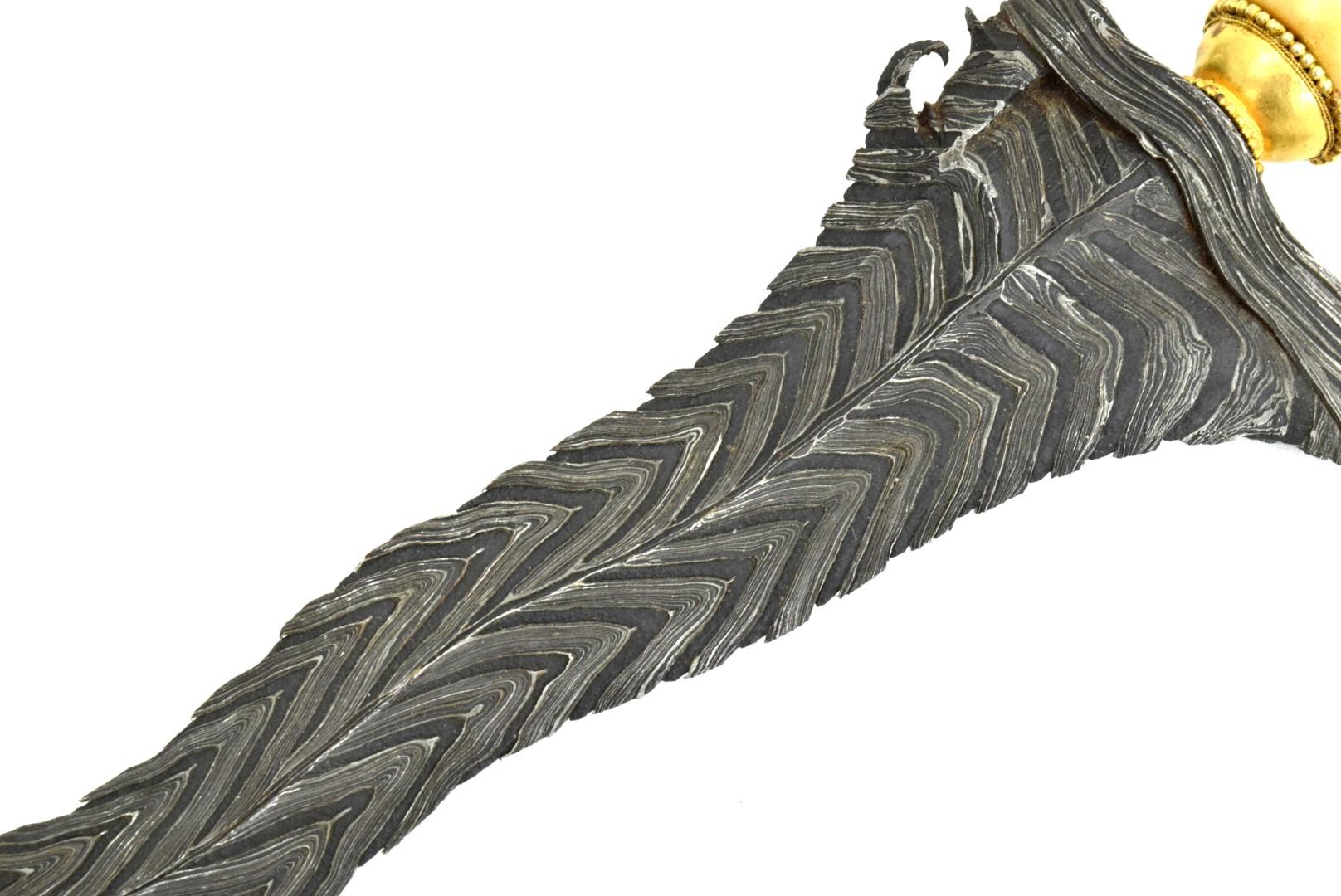 Rare 19th C. Indonesian Cirebon, Java KERIS Dagger ~ Superb Damascus Blade of Very Rare Pattern ~ Ca