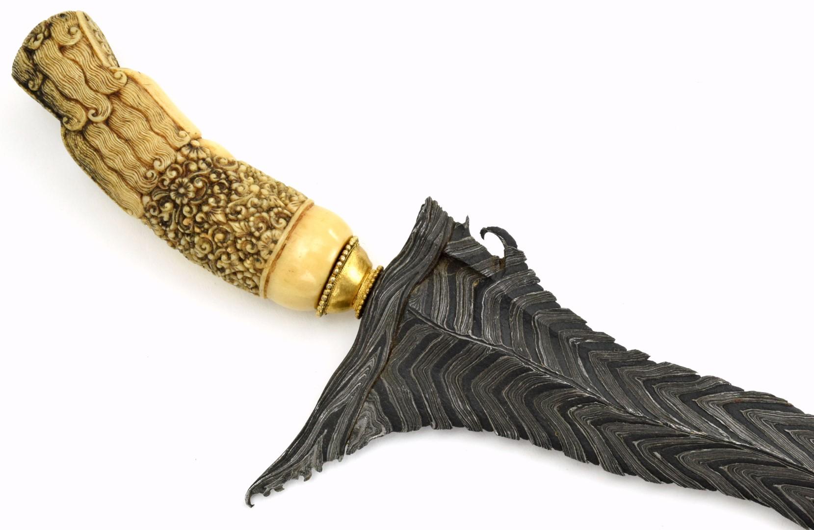 Rare 19th C. Indonesian Cirebon, Java KERIS Dagger ~ Superb Damascus Blade of Very Rare Pattern ~ Ca