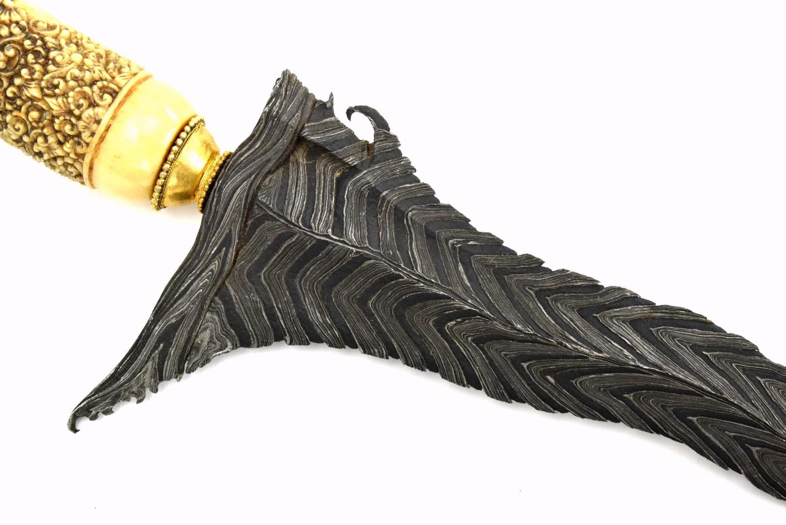 Rare 19th C. Indonesian Cirebon, Java KERIS Dagger ~ Superb Damascus Blade of Very Rare Pattern ~ Ca