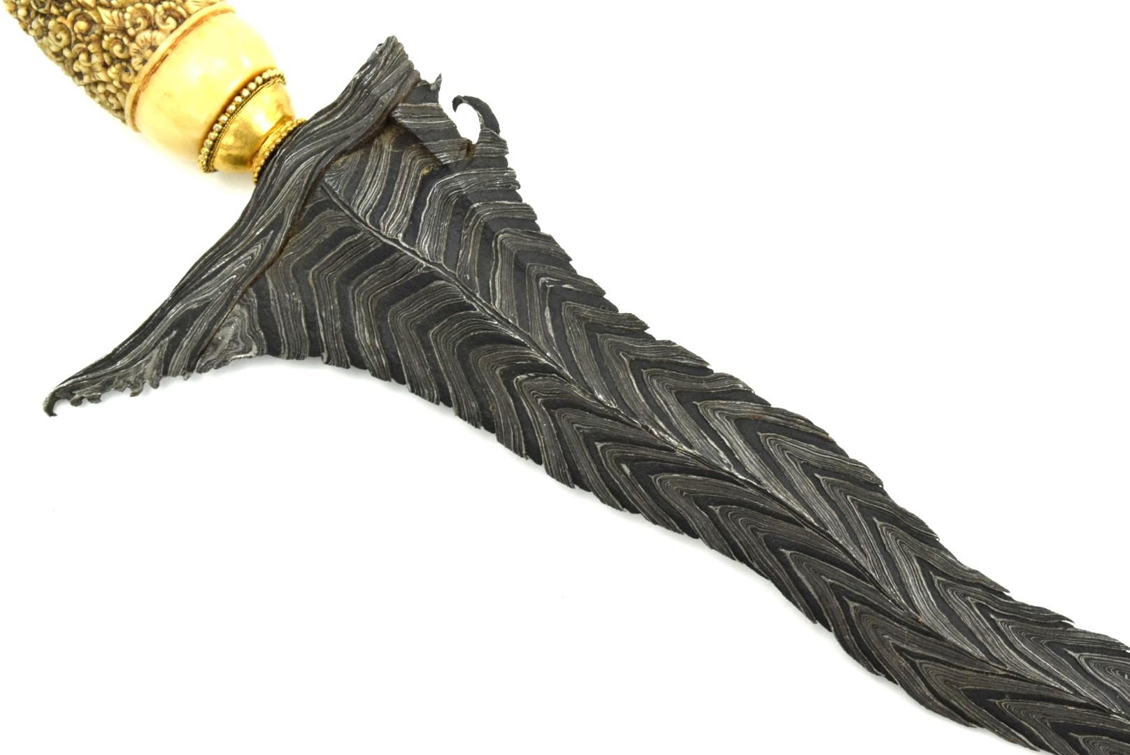 Rare 19th C. Indonesian Cirebon, Java KERIS Dagger ~ Superb Damascus Blade of Very Rare Pattern ~ Ca