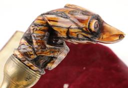 Very Rare Indonesian Sumatra KERIS Dagger in Fossil Mammoth Tooth mounts ~ Early Blade with Gold.