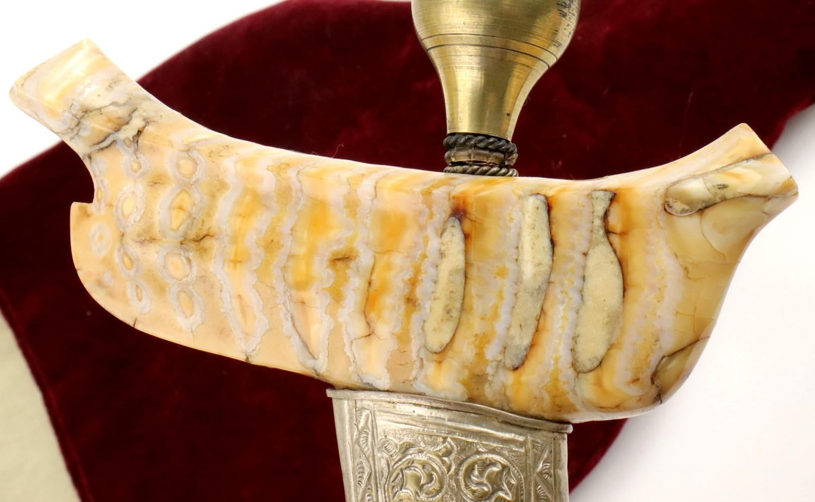 Very Rare Indonesian Sumatra KERIS Dagger in Fossil Mammoth Tooth mounts ~ Early Blade with Gold.
