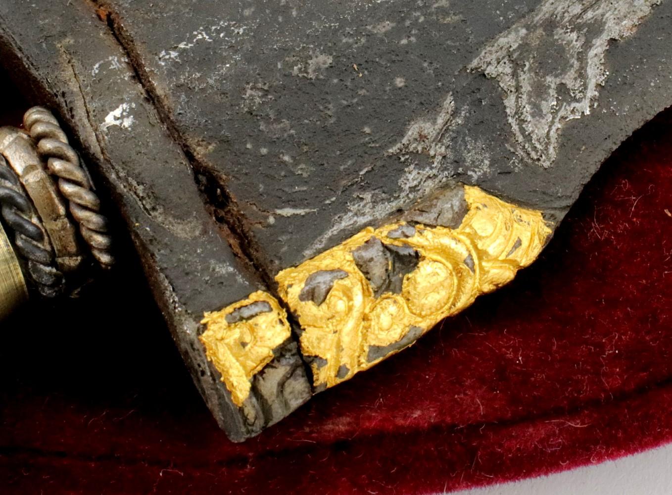 Very Rare Indonesian Sumatra KERIS Dagger in Fossil Mammoth Tooth mounts ~ Early Blade with Gold.