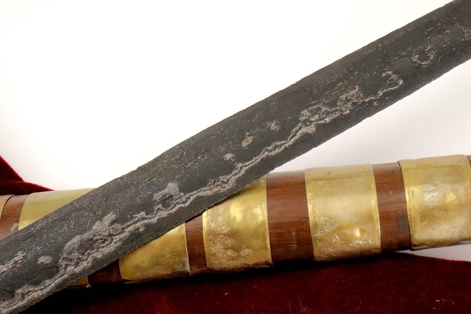 Very Rare Indonesian Sumatra KERIS Dagger in Fossil Mammoth Tooth mounts ~ Early Blade with Gold.