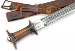 Verty Good 19th C. Ethiopian Arabic SAIF or SHOTEL Sword ~ Powerful Blade with Engraved Decorations.