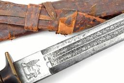 Verty Good 19th C. Ethiopian Arabic SAIF or SHOTEL Sword ~ Powerful Blade with Engraved Decorations.