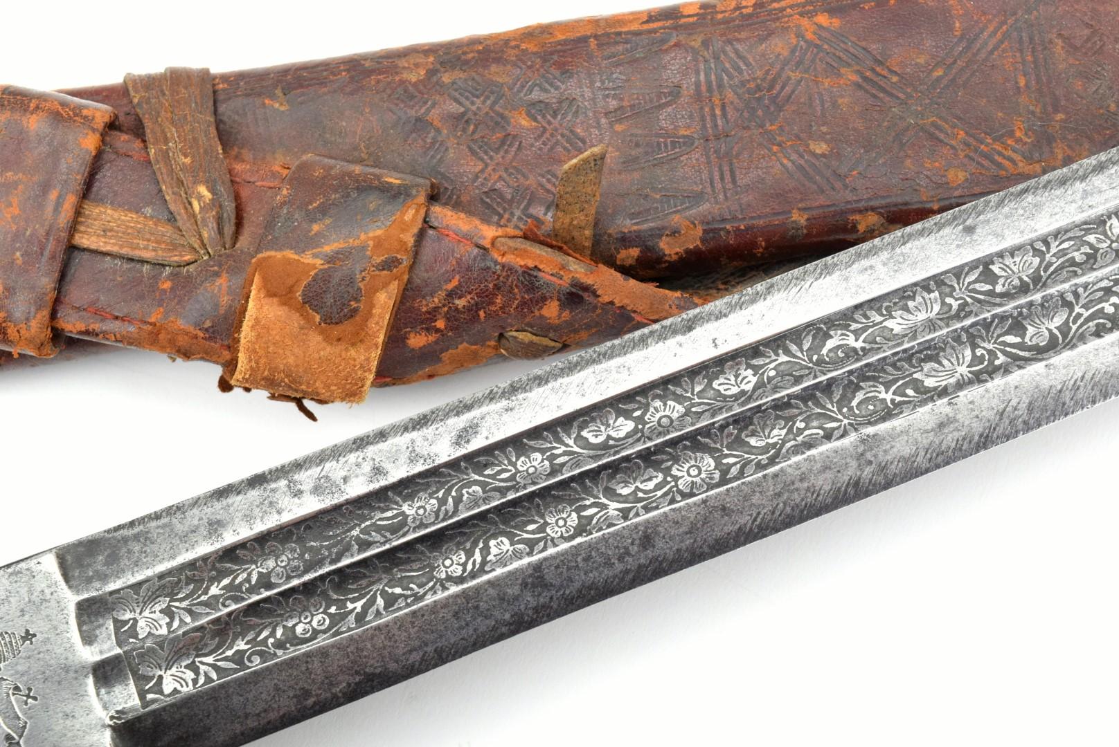 Verty Good 19th C. Ethiopian Arabic SAIF or SHOTEL Sword ~ Powerful Blade with Engraved Decorations.