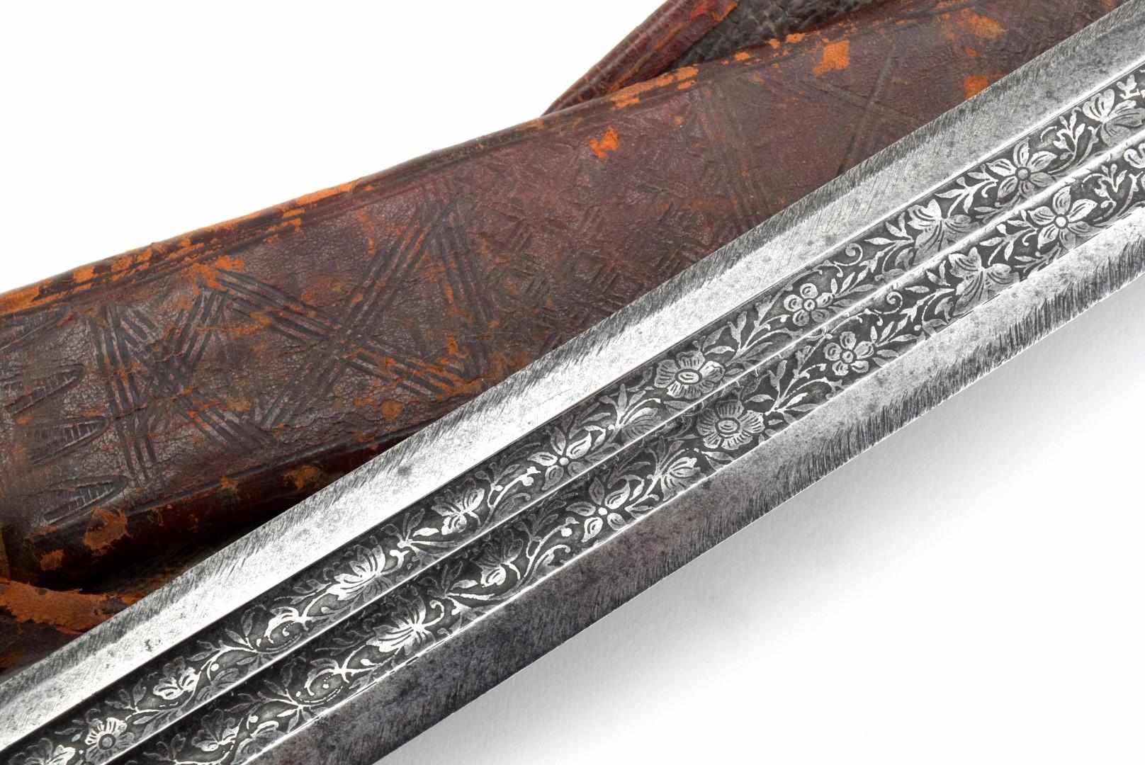 Verty Good 19th C. Ethiopian Arabic SAIF or SHOTEL Sword ~ Powerful Blade with Engraved Decorations.