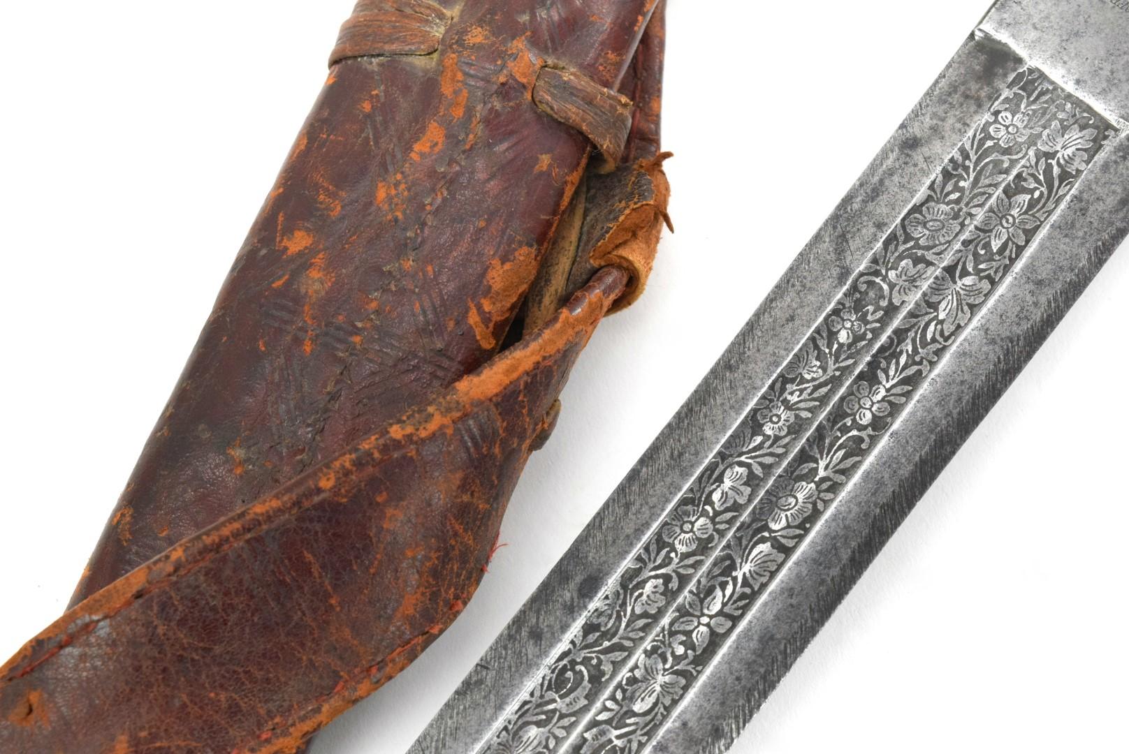 Verty Good 19th C. Ethiopian Arabic SAIF or SHOTEL Sword ~ Powerful Blade with Engraved Decorations.