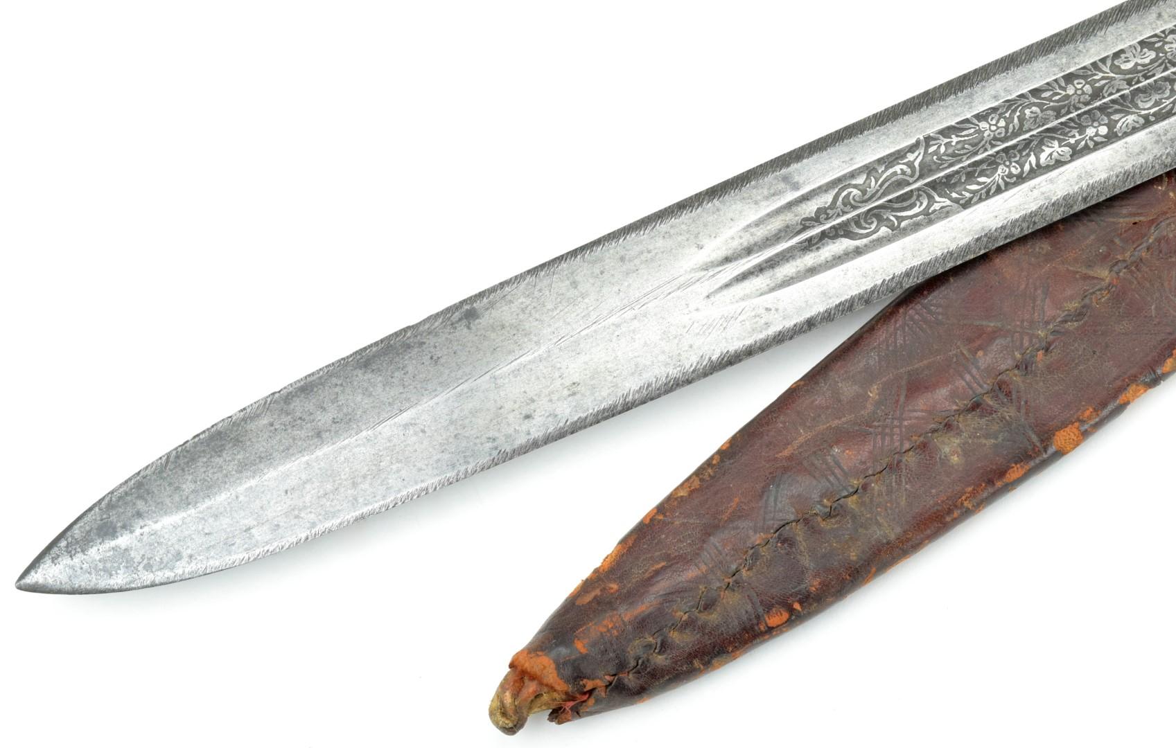 Verty Good 19th C. Ethiopian Arabic SAIF or SHOTEL Sword ~ Powerful Blade with Engraved Decorations.