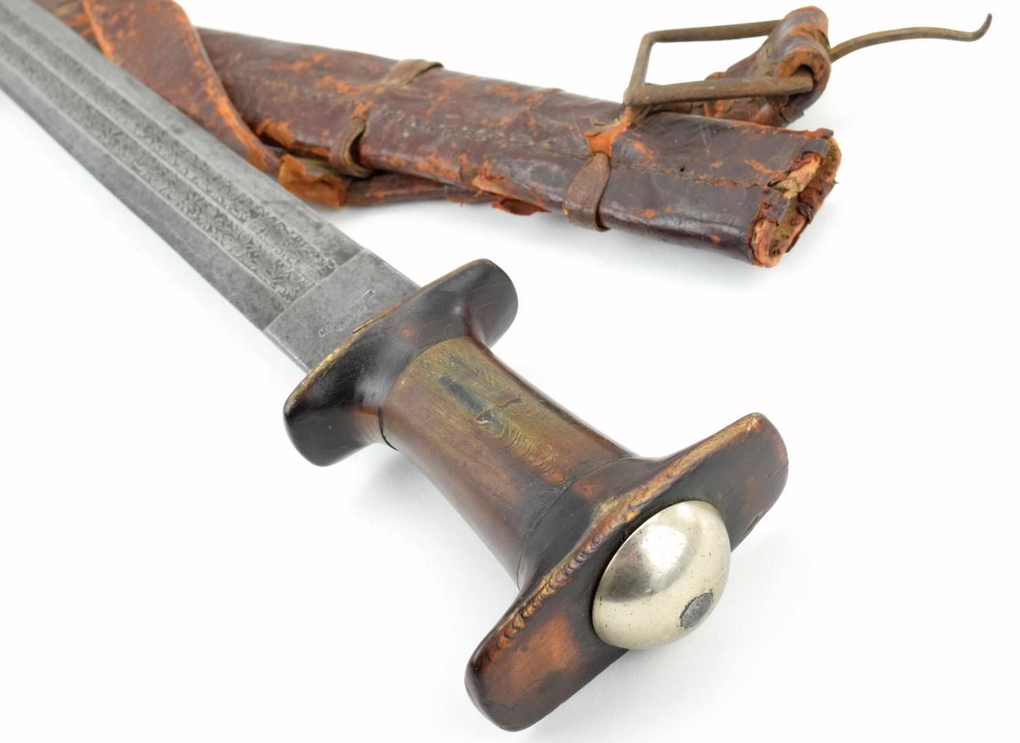 Verty Good 19th C. Ethiopian Arabic SAIF or SHOTEL Sword ~ Powerful Blade with Engraved Decorations.