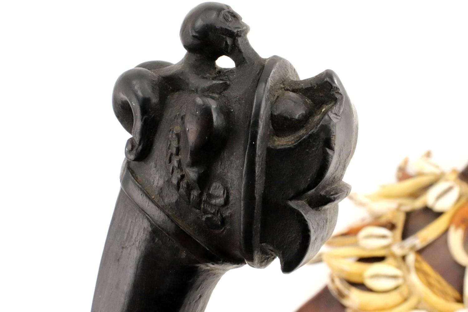 Rare 19th - early 20th C. Indonesian Nias BALATO Sword (telugu, balatu sebua) ~ Animal Teeth & Shell