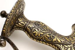 Rare 18th C. Mughal Indian Tulwar Hilted DHUP Sword ~ Actively Patterned Damascus Blade ~ Chiseled &