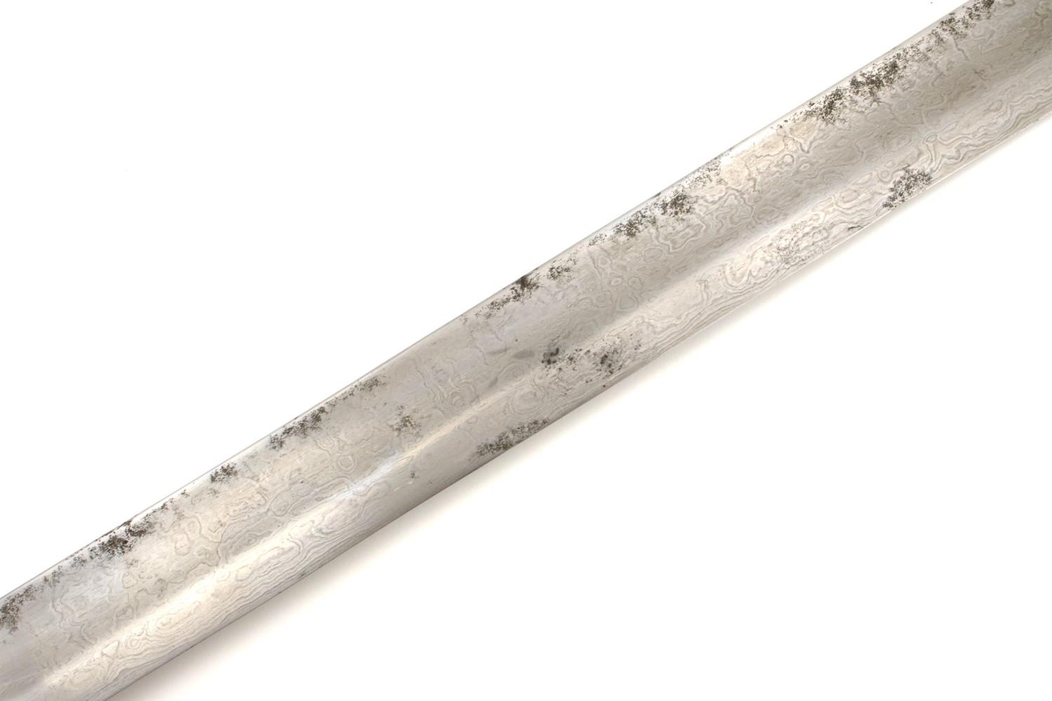 Rare 18th C. Mughal Indian Tulwar Hilted DHUP Sword ~ Actively Patterned Damascus Blade ~ Chiseled &