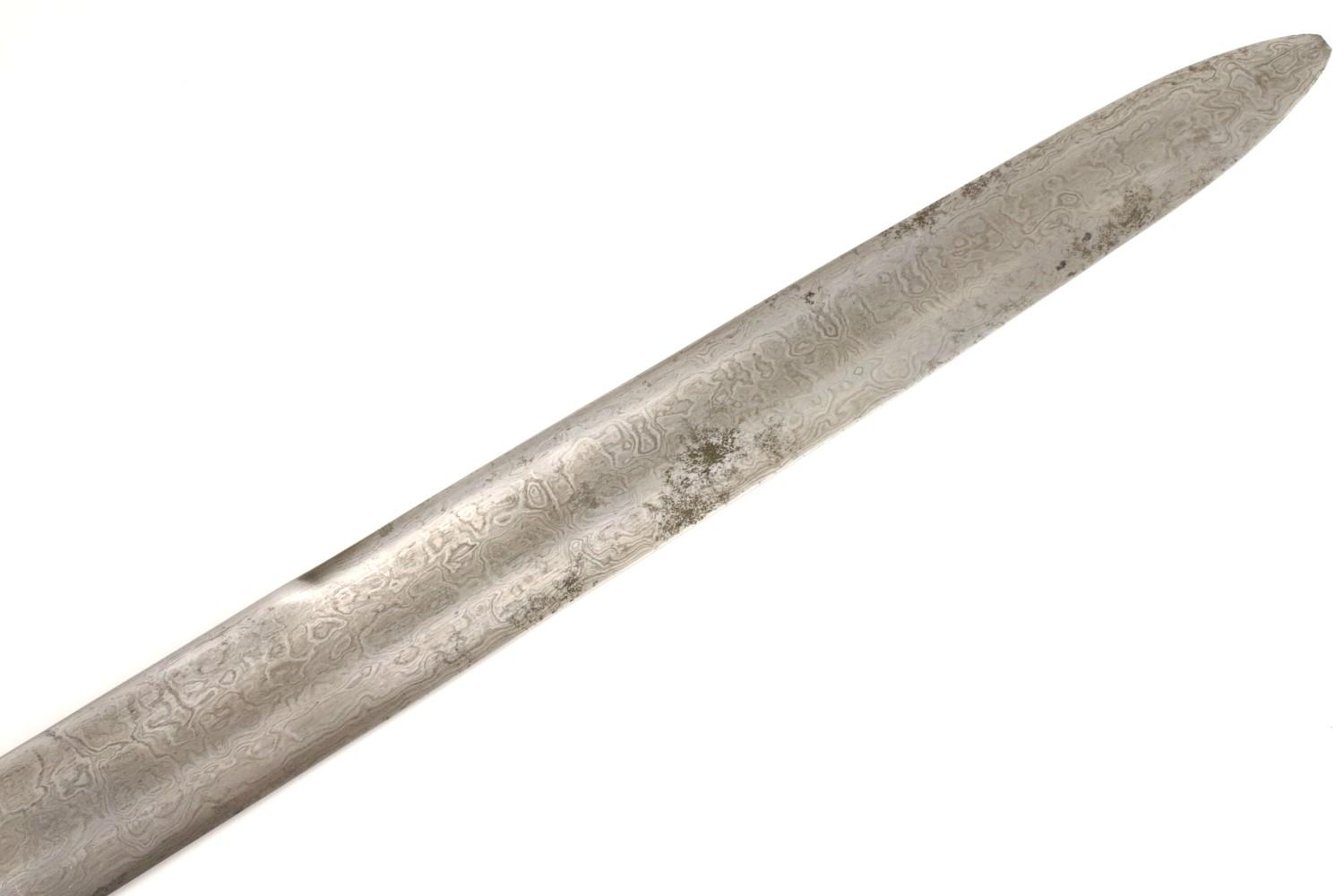 Rare 18th C. Mughal Indian Tulwar Hilted DHUP Sword ~ Actively Patterned Damascus Blade ~ Chiseled &