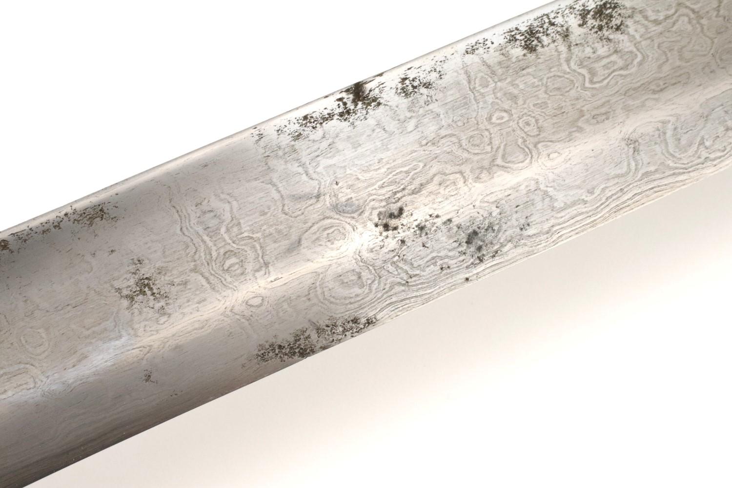 Rare 18th C. Mughal Indian Tulwar Hilted DHUP Sword ~ Actively Patterned Damascus Blade ~ Chiseled &
