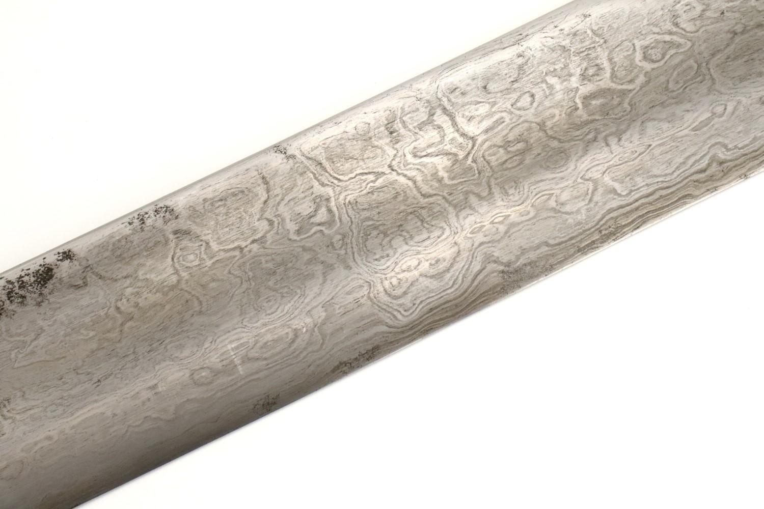 Rare 18th C. Mughal Indian Tulwar Hilted DHUP Sword ~ Actively Patterned Damascus Blade ~ Chiseled &