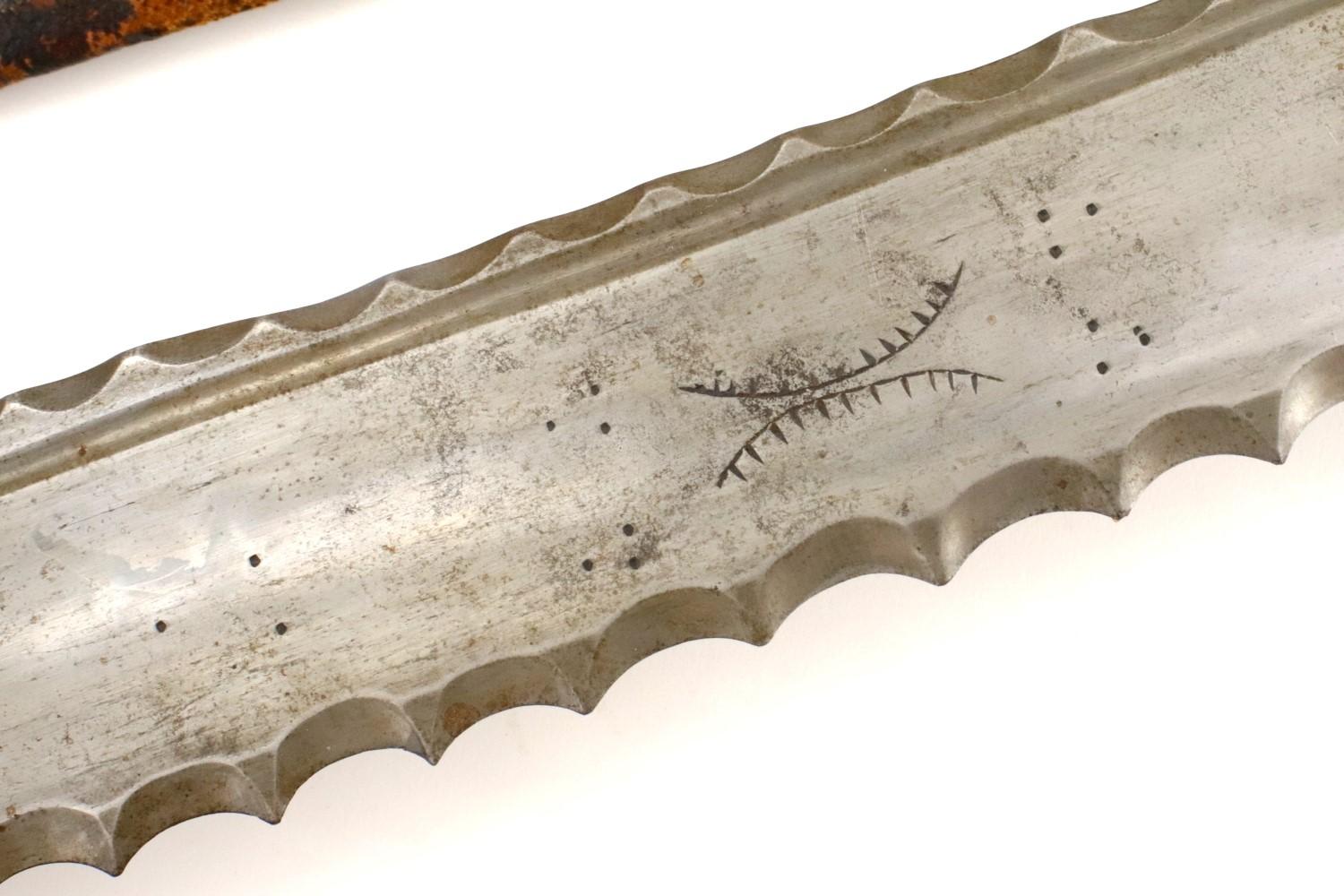 Fine and Rare 18th-19th C. Mughal Indian ZULFIKAR Shamshir Sword with Gold & Silver Damascened Tulwa