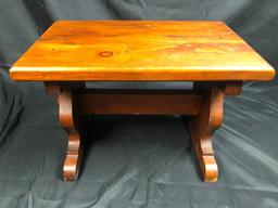 Handmade Small Trestle Table Date 1978, 12.5" Tall, 17" x 11"