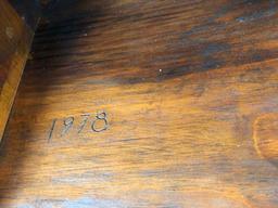 Handmade Small Trestle Table Date 1978, 12.5" Tall, 17" x 11"