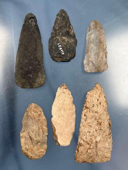 Lot of 6 Blades, Indian Artifacts, Fair Condition, Longest Measures 3 1/2"
