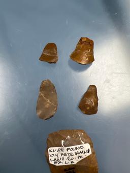 Lot of Jasper+Quartzite Tools, Thumbnail Scrapers, Paleo Scraper, "Dark Moon Farm" Site NJ