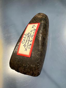 4 1/4" Highly Polished Green Granite Celt, Found in Livingston Co., New York, Several ancient nicks