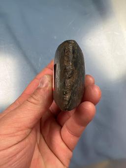 4 1/4" Highly Polished Green Granite Celt, Found in Livingston Co., New York, Several ancient nicks