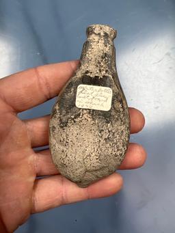 3 7/8" Groove Plummet Found in Michigan, 1974, Some damage is noted on the faces, Nipple at bottom.