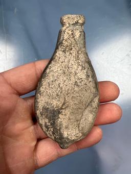 3 7/8" Groove Plummet Found in Michigan, 1974, Some damage is noted on the faces, Nipple at bottom.