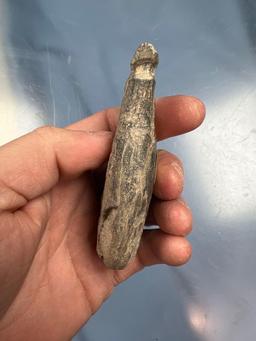3 7/8" Groove Plummet Found in Michigan, 1974, Some damage is noted on the faces, Nipple at bottom.