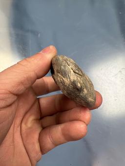 3 7/8" Groove Plummet Found in Michigan, 1974, Some damage is noted on the faces, Nipple at bottom.