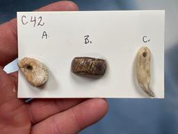 Lot of Drilled Teeth (Elk, Canines) and Incised Bone Ring, Sites in NY, Pictured in Lar Hothem's