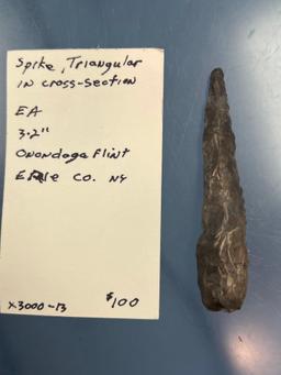 3 1/4" Drill/Reamer Tool w/Bulbus Handle, Erie Co., New York, Onondaga Chert