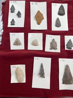 Lot of 20 Various Arrowheads, Found in New York, Ex: Summers, Cataloged Pieces
