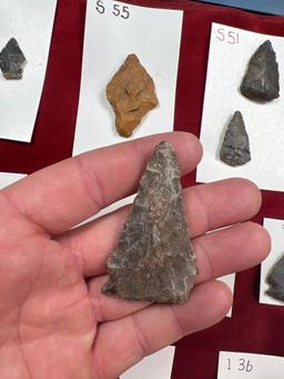 Lot of 20 Various Arrowheads, Found in New York, Ex: Summers, Cataloged Pieces