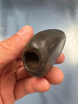 2 1/2" Banded Slate Fluted Tube Bannestone, Found in Genesee Co., New York
