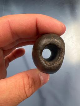 2 1/2" Banded Slate Fluted Tube Bannestone, Found in Genesee Co., New York