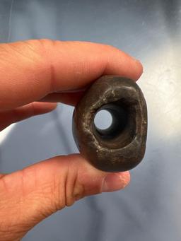 2 1/2" Banded Slate Fluted Tube Bannestone, Found in Genesee Co., New York