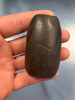 2 1/2" Banded Slate Fluted Tube Bannestone, Found in Genesee Co., New York