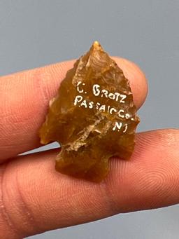 NICE 1 5/16" Jasper Amos Corner Notch, Found in Passaic Co., NJ, Ex: Grotz, Cicero Collections